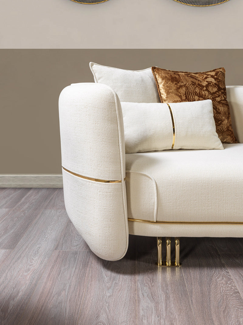 Helena Ivory Velvet Sofa & Loveseat - Lara FurnitureLiving Room Set