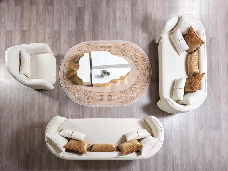 Helena Ivory Velvet Sofa & Loveseat - Lara FurnitureLiving Room Set