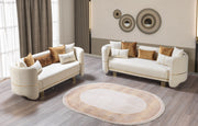 Helena Ivory Velvet Sofa & Loveseat - Lara FurnitureLiving Room Set
