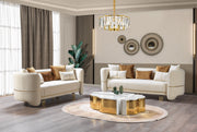 Helena Ivory Velvet Sofa & Loveseat - Lara FurnitureLiving Room Set