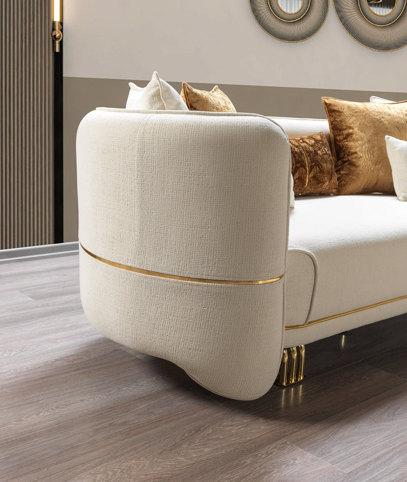 Helena Ivory Velvet Sofa & Loveseat - Lara FurnitureLiving Room Set