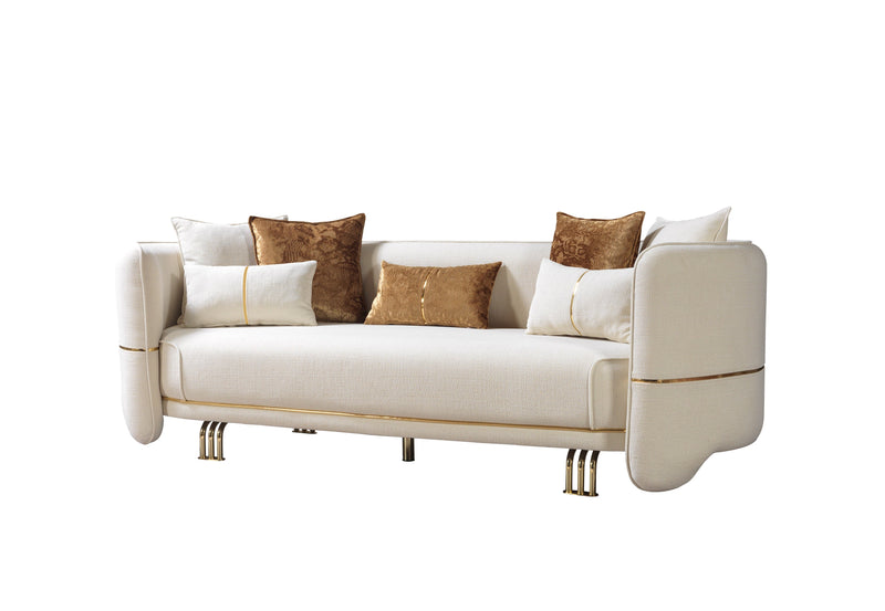 Helena Ivory Velvet Sofa & Loveseat - Lara FurnitureLiving Room Set