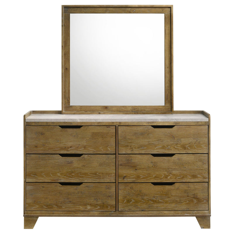 Henderson 6-drawer Bedroom Dresser with Mirror Medium Oak - 222973M