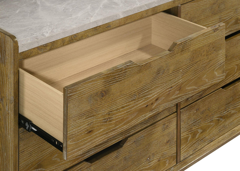 Henderson 6-drawer Bedroom Dresser with Mirror Medium Oak - 222973M