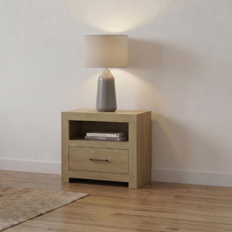 Hendricks 1-drawer Nightstand Bedside Table with Cubby Light Oak - 222652