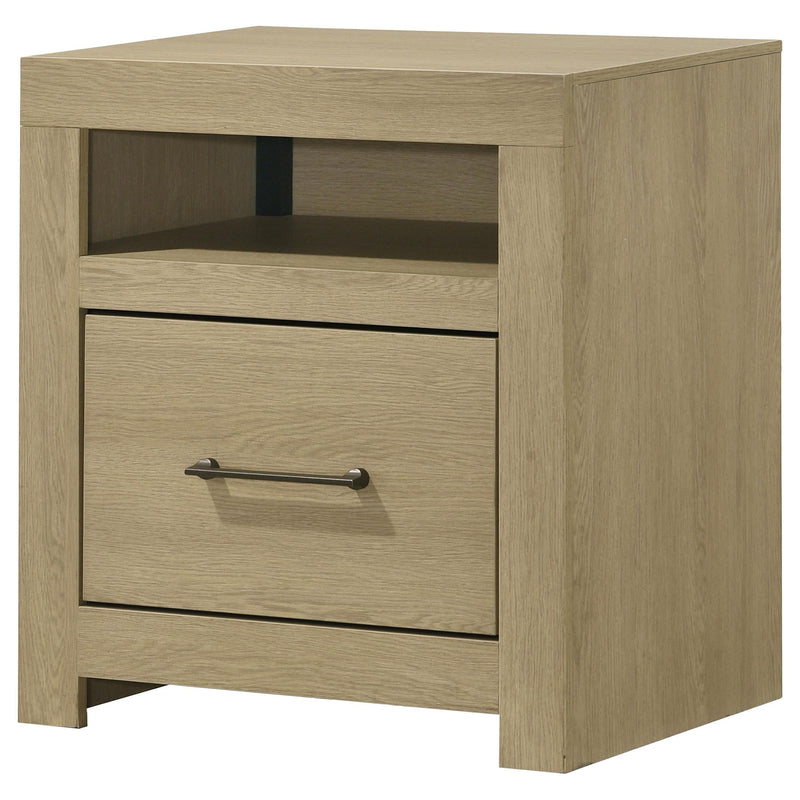 Hendricks 1-drawer Nightstand Bedside Table with Cubby Light Oak - 222652