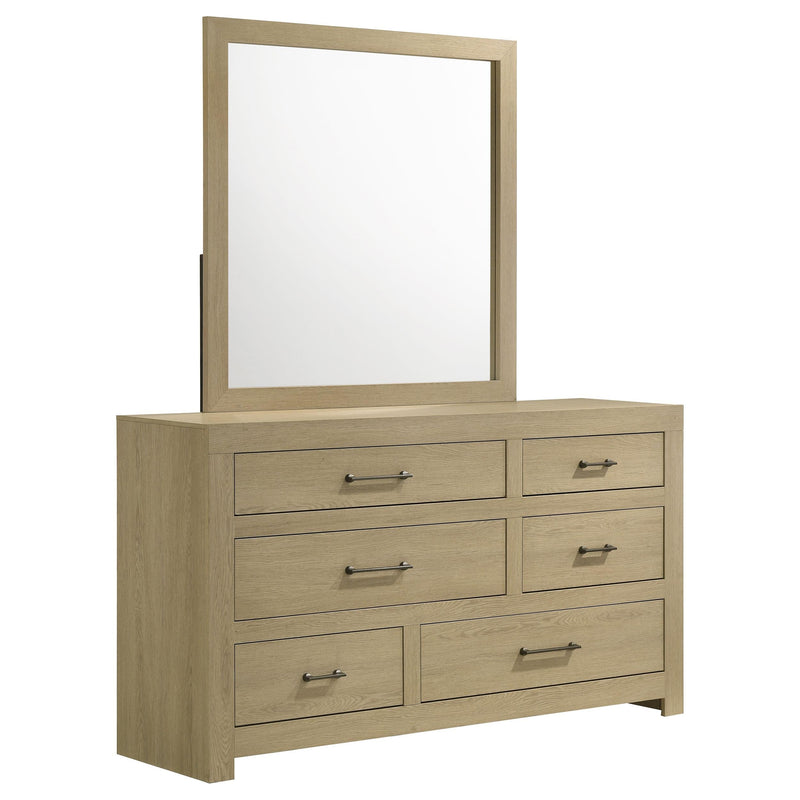 Hendricks 6-drawer Bedroom Dresser and Mirror Light Oak - 222653M
