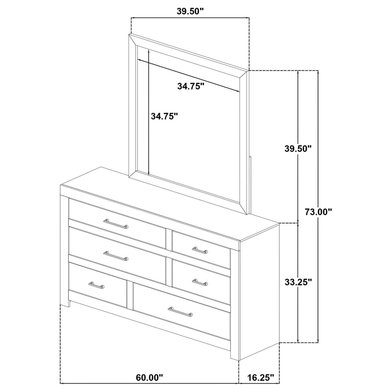 Hendricks 6-drawer Bedroom Dresser and Mirror Light Oak - 222653M
