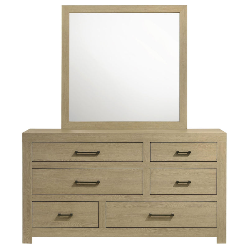 Hendricks 6-drawer Bedroom Dresser and Mirror Light Oak - 222653M