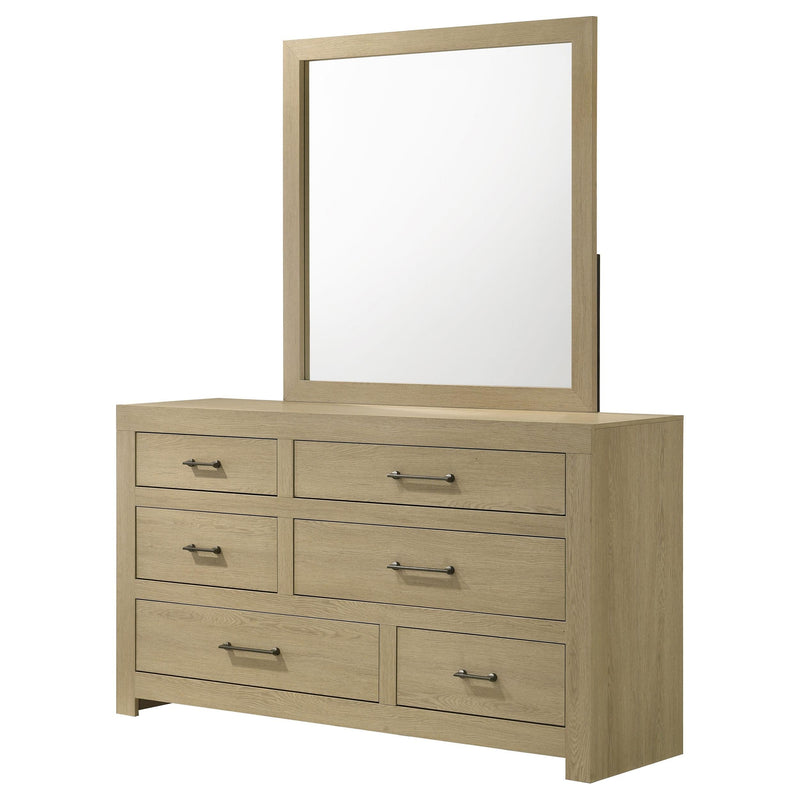Hendricks 6-drawer Bedroom Dresser and Mirror Light Oak - 222653M