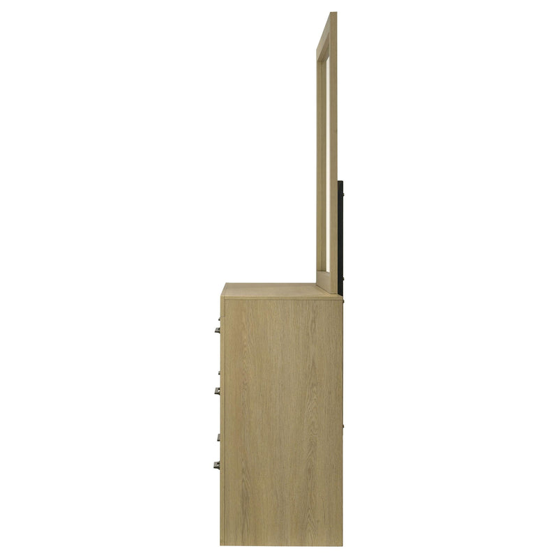 Hendricks 6-drawer Bedroom Dresser and Mirror Light Oak - 222653M