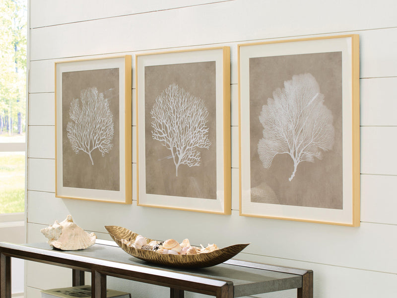 Hendridge Taupe/White Wall Art (Set of 3) - A8000486