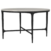 Hermas Round Genuine Marble Top Metal Coffee Table White - 710738