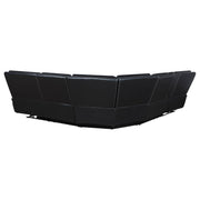 Hewitt Leather Dual Power Reclining Sectional Sofa Black - 609610PP
