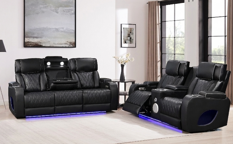 Hialeah Black Power Recliner Living Room Set
