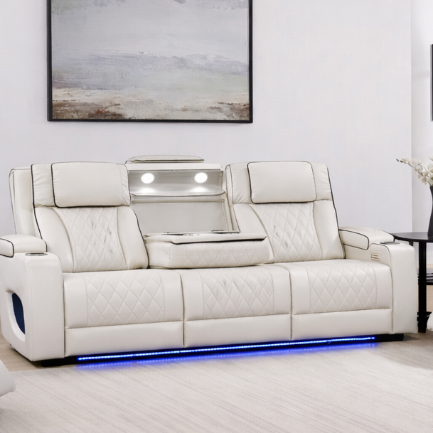 Hialeah White Sofa & Loveseat & Chair - HIALEAH-WT-SLC