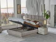 Hisar Bedroom (Queen Frame With Headboard & Dresser With Mirror & Ottoman & 2 Nightstand) - 200-MUM-HIS-150-QUE-SET