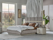 Hisar Bedroom (Queen Frame With Headboard & Dresser With Mirror & Ottoman & 2 Nightstand) - 200-MUM-HIS-150-QUE-SET