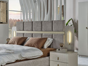 Hisar Bedroom (Queen Frame With Headboard & Dresser With Mirror & Ottoman & 2 Nightstand) - 200-MUM-HIS-150-QUE-SET