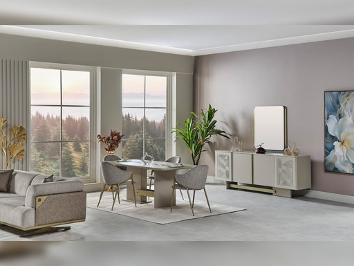 Hisar Diningroom (Consol With Mirror & Dining Table & 6 Dining Chair) - 200-MUM-HIS-DT-6-SET