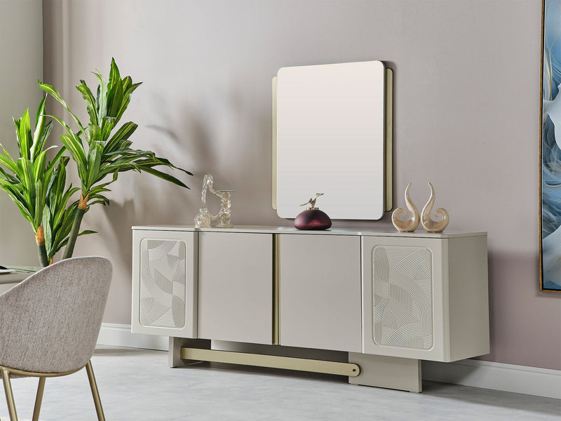Hisar Diningroom (Consol With Mirror & Dining Table & 6 Dining Chair) - 200-MUM-HIS-DT-6-SET