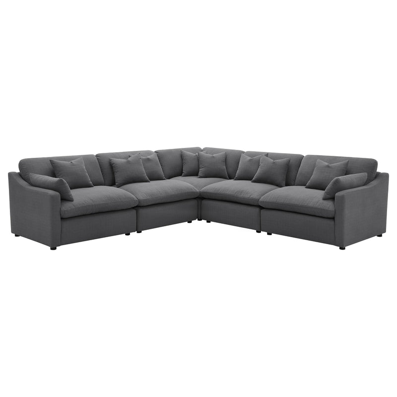 Hobson 5-piece Upholstered Modular Sectional Sofa Charcoal - 551455-SETA
