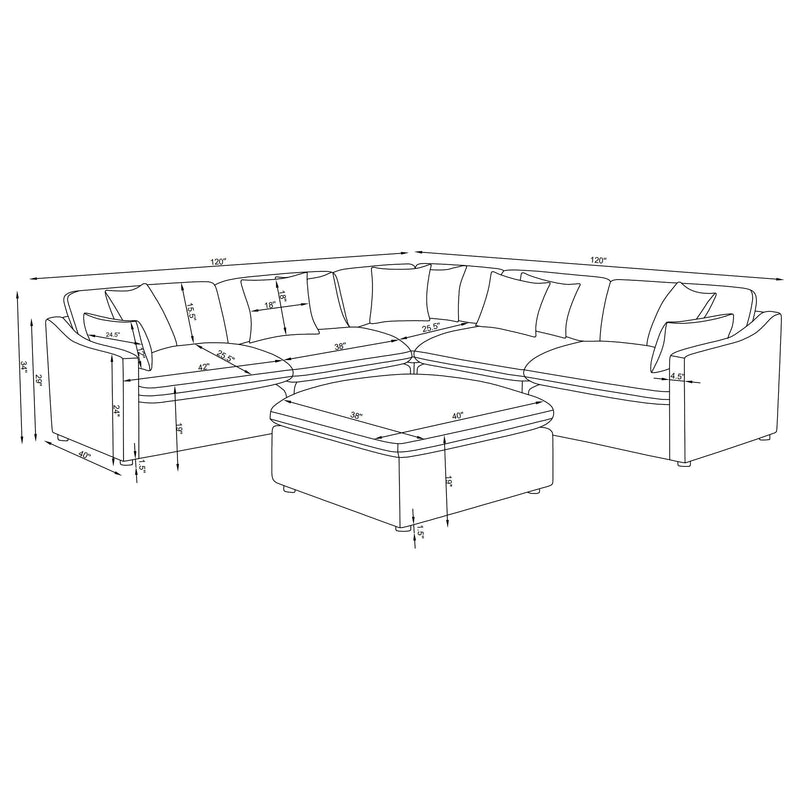 Hobson 6-piece Upholstered Modular Sectional Sofa Ivory - 551451-SET