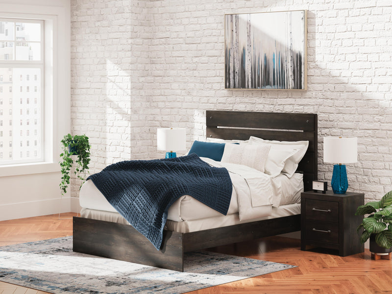 Hollivern Dark Gray Queen Panel Bed, Dresser, Mirror and Nightstand - PCB2108B25