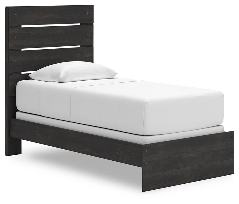 Hollivern Dark Gray Twin Panel Bed, Dresser and Mirror - PCB2108B13