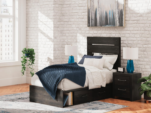 Hollivern Dark Gray Twin Panel Bed with Storage - PCB2108B18