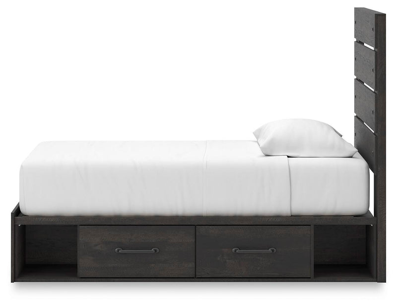 Hollivern Dark Gray Twin Panel Bed with Storage - PCB2108B18