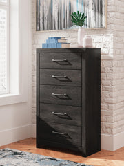 Hollivern Full Panel Bed, Dresser, Mirror and Chest in Dark Gray - PKG021602