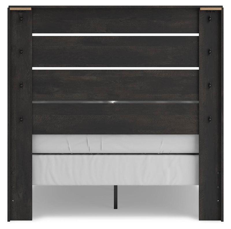 Hollivern Full Panel Bed, Dresser, Mirror and Nightstand in Dark Gray - PKG021601