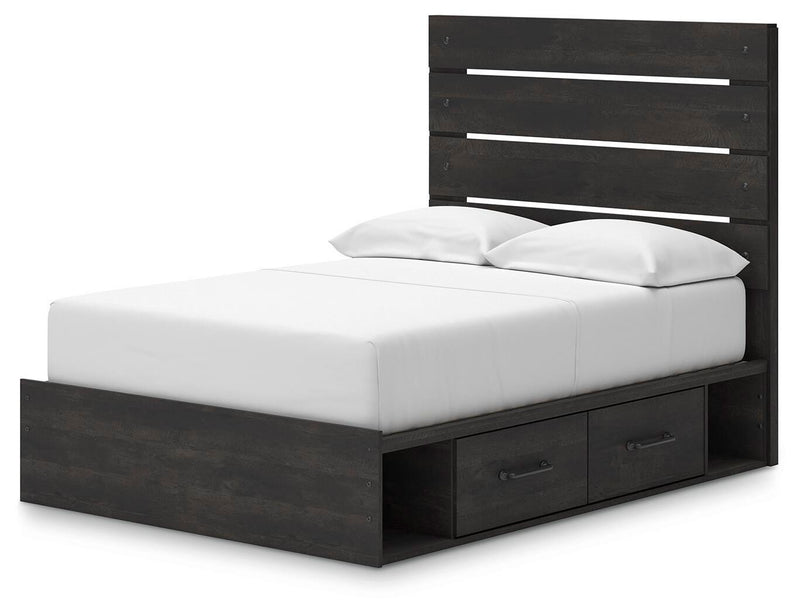 Hollivern Full Panel Bed with Storage and Dresser in Dark Gray - PKG021652