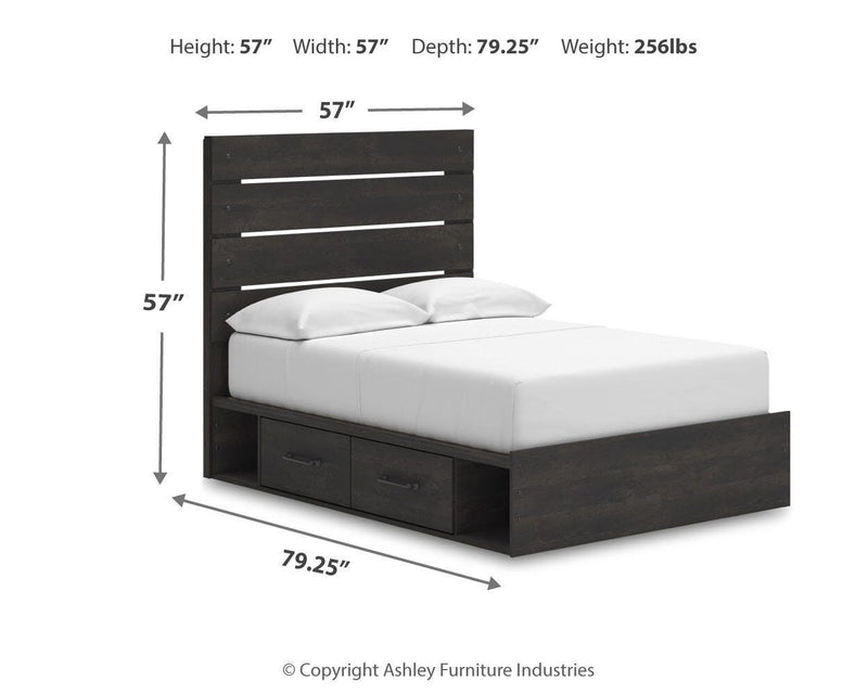 Hollivern Full Panel Bed with Storage and Dresser in Dark Gray - PKG021652