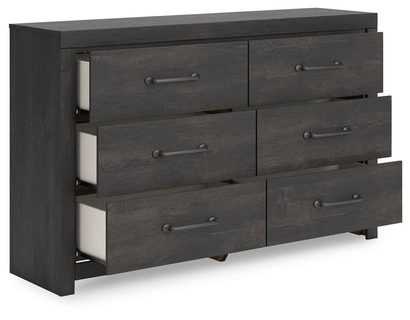 Hollivern Full Panel Bed with Storage and Dresser in Dark Gray - PKG021652