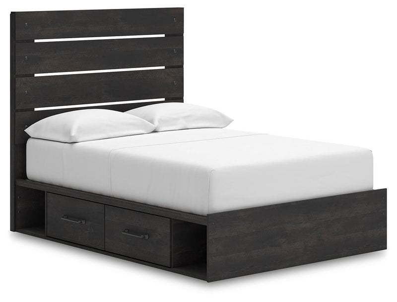 Hollivern Full Panel Bed with Storage, Dresser and Nightstand in Dark Gray - PKG021653