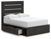 Hollivern Full Panel Bed with Storage, Dresser and Nightstand in Dark Gray - PKG021653