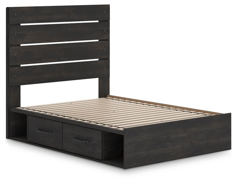 Hollivern Full Panel Bed with Storage, Dresser, Mirror and Nightstand in Dark Gray - PKG021649