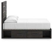 Hollivern Full Panel Bed with Storage, Dresser, Mirror, Chest and 2 Nightstands in Dark Gray - PKG021648