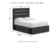 Hollivern Full Panel Bed with Storage, Dresser, Mirror, Chest and 2 Nightstands in Dark Gray - PKG021648