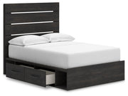 Hollivern Full Panel Storage Bed, Dresser, Mirror and 2 Nightstands in Dark Gray - PKG021631