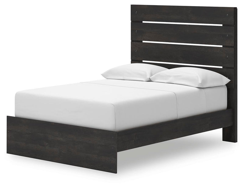 Hollivern Full Panel Storage Bed, Dresser, Mirror and 2 Nightstands in Dark Gray - PKG021631