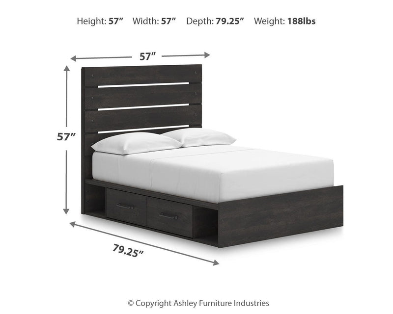 Hollivern Full Panel Storage Bed, Dresser, Mirror and Chest in Dark Gray - PKG021634
