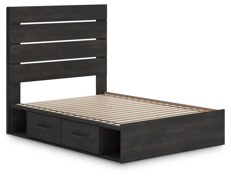 Hollivern Full Panel Storage Bed, Dresser, Mirror, Chest and 2 Nightstands in Dark Gray - PKG021632