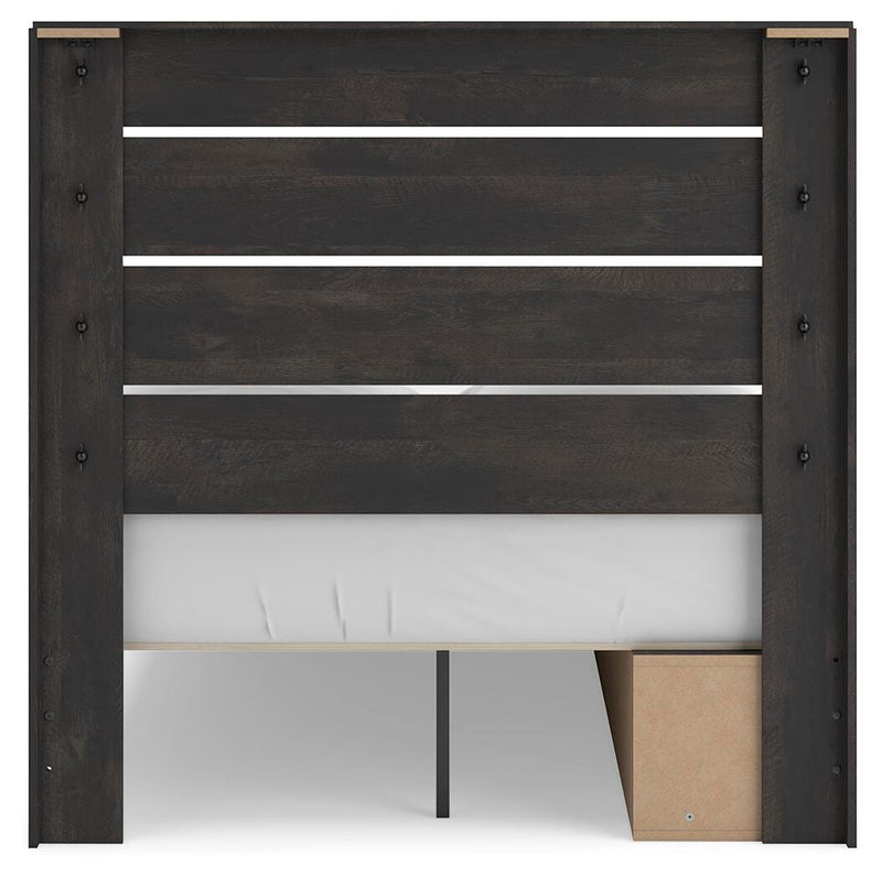 Hollivern Full Panel Storage Bed, Dresser, Mirror, Chest and Nightstand in Dark Gray - PKG021635