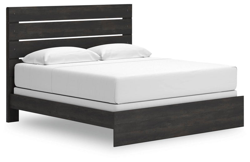 Hollivern King Panel Bed, Dresser and Mirror in Dark Gray - PKG021614
