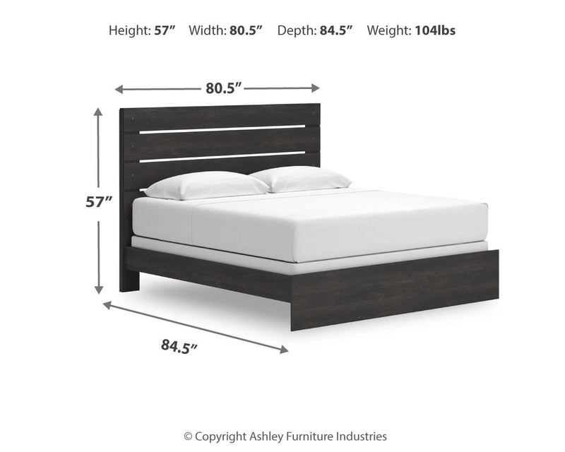 Hollivern King Panel Bed, Dresser and Nightstand in Dark Gray - PKG021621