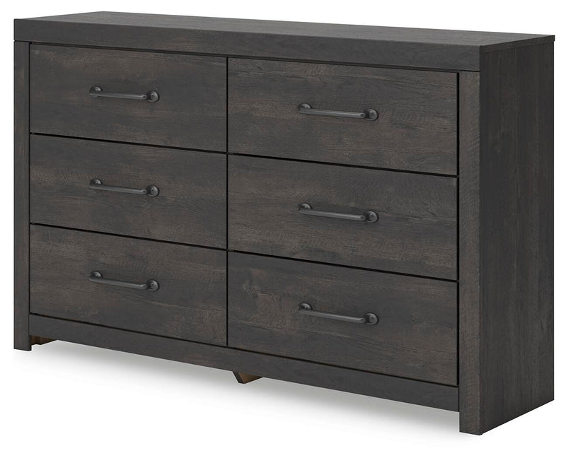 Hollivern King Panel Bed, Dresser and Nightstand in Dark Gray - PKG021621