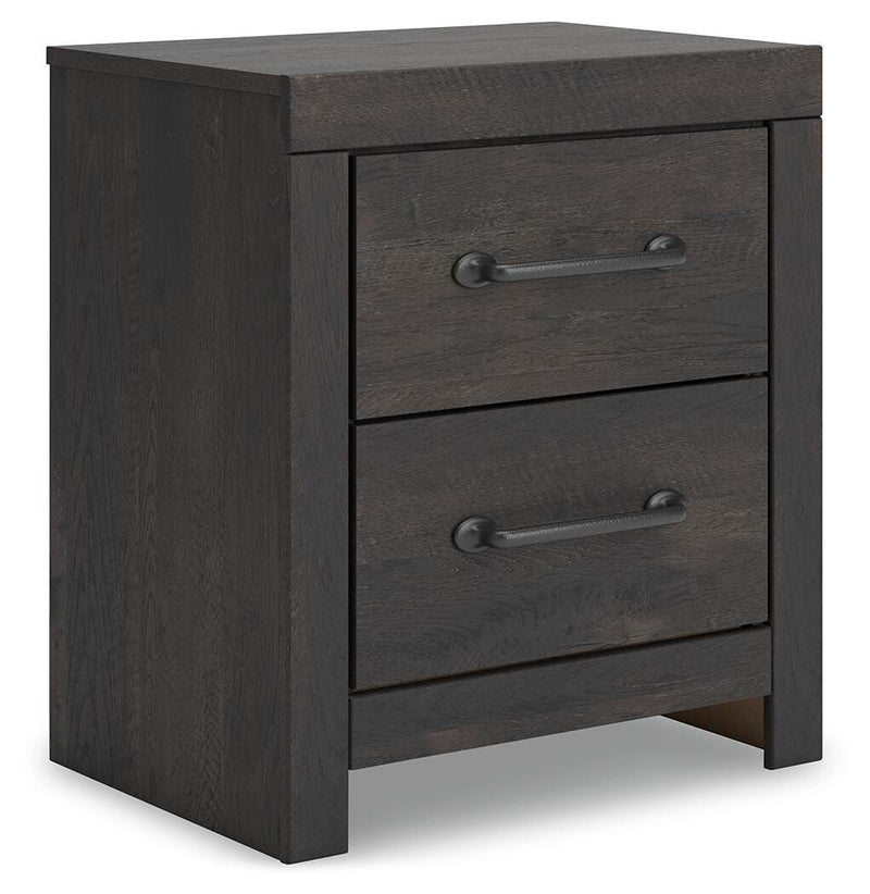 Hollivern King Panel Bed, Dresser, Mirror and 2 Nightstands in Dark Gray - PKG021615